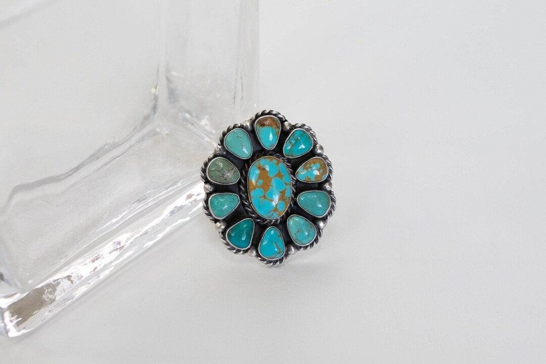 Mixed Turquoise cluster ring. Adjustable | Etsy (US)