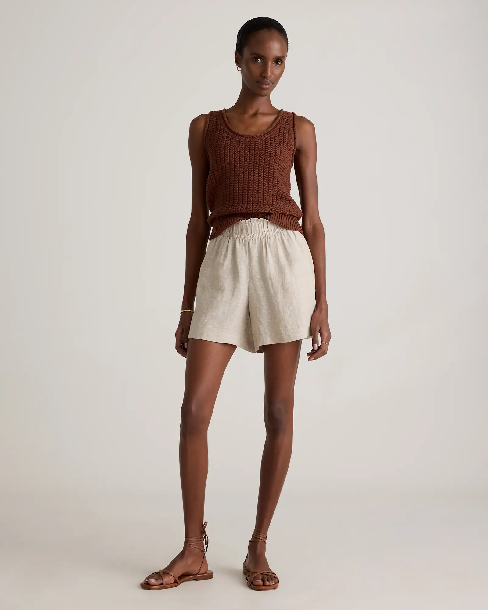 100% European Linen High Waisted Short  in Flax | Quince