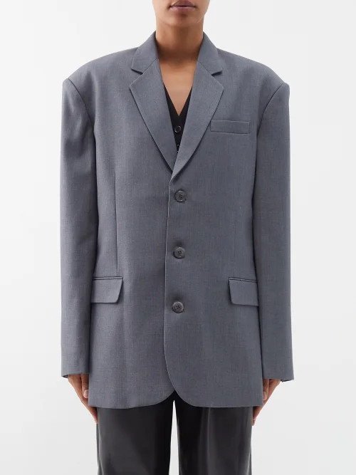 The Frankie Shop - Gelso Oversized Tencel-blend Blazer - Womens - Dark Grey | Matches (UK)