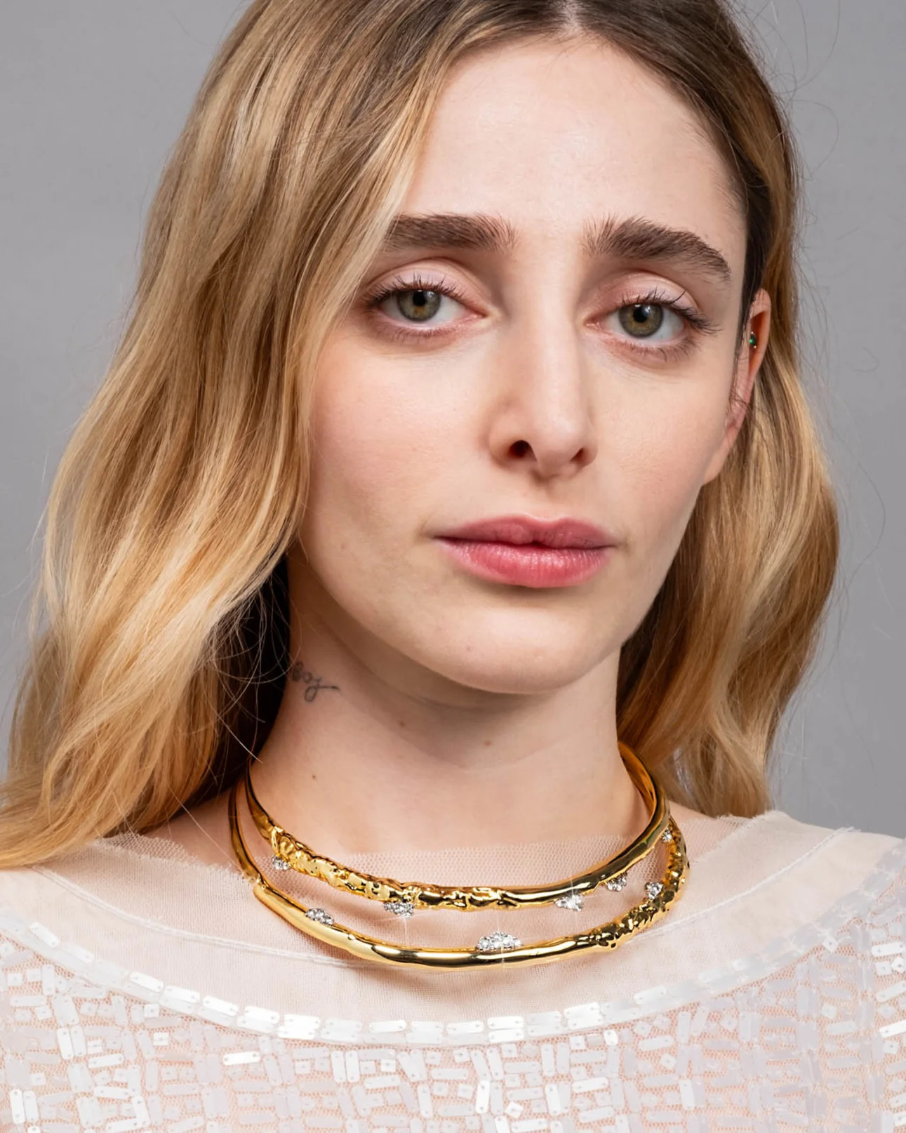 Brut 14k Gold Crystal Thorned Open Collar Necklace | Alexis Bittar
