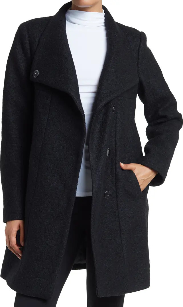 Asymmetrical Pressed Boucle Knit Wool Blend Coat | Nordstrom Rack