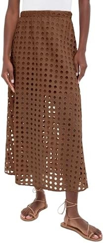 Ailoqing 2026 Summer Casual Long Skirt for Women Cotton Eyelet Beach Maxi Skirt with Underneath | Amazon (US)