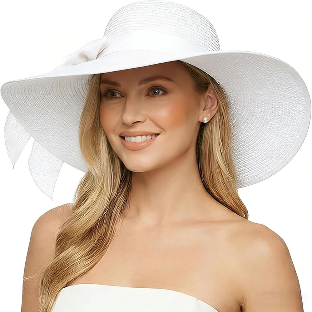 DRESHOW Beach Hats for Women Big Straw Wide Brim Summer Hat Floppy Foldable Roll up Cap Sun Hat U... | Amazon (US)
