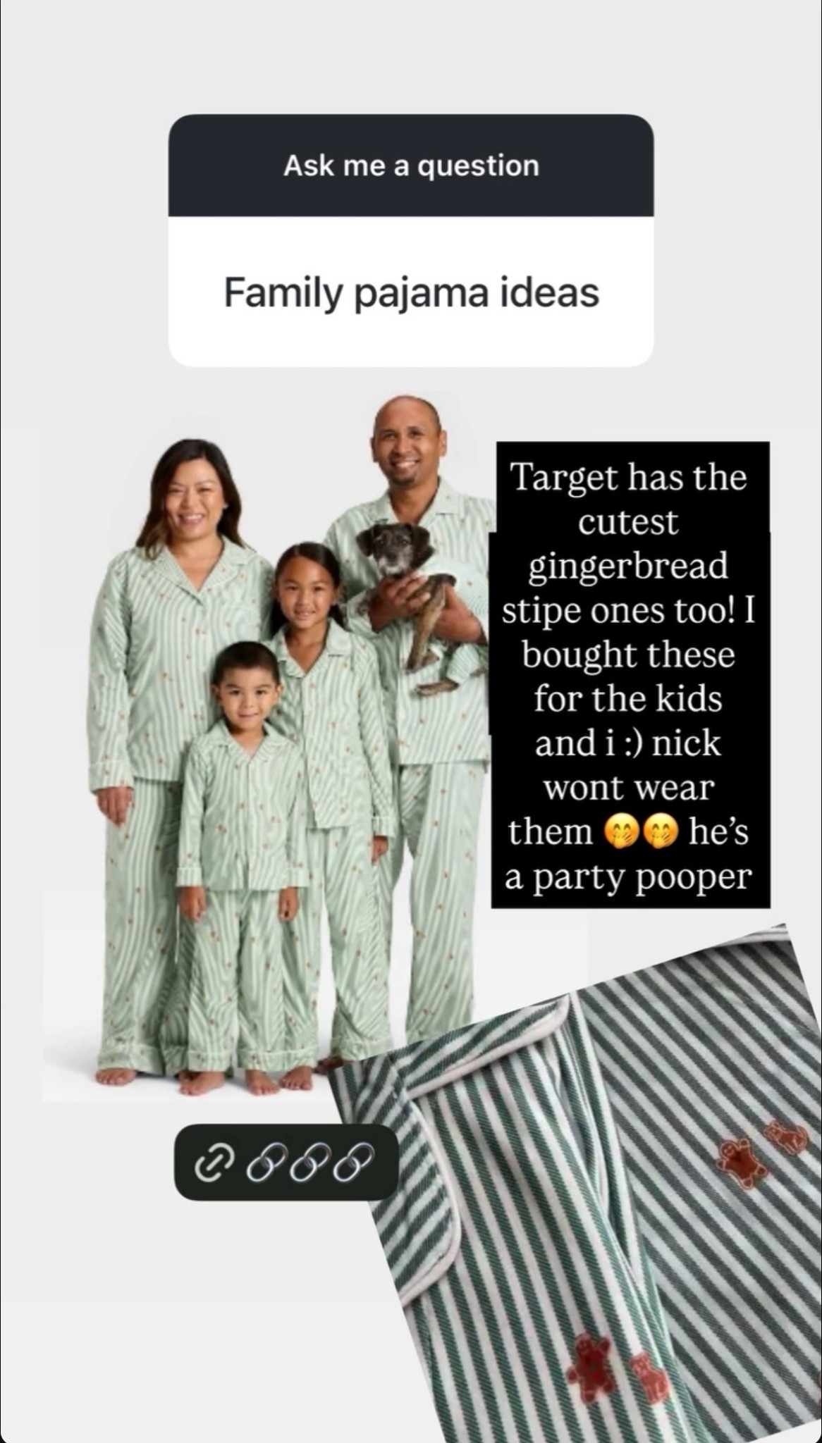 Family Matching Pjs - gingerbread stripe! 

#LTKFamily #LTKHoliday #LTKStyleTip