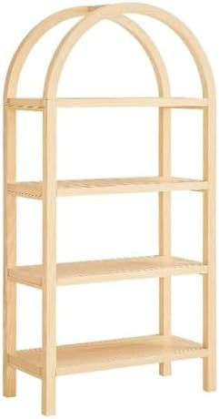 Modway Vexley 60 Inch Arched Bookshelf in Natural – Modern Pine and Acacia Open Display Bookcas... | Amazon (US)