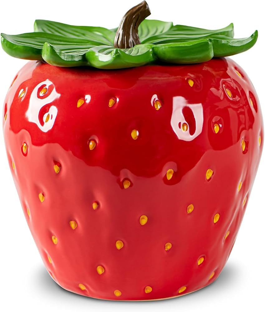 Strawberry Cookie Jar Ceramic Food Canister Container for Candy Snack | Amazon (US)