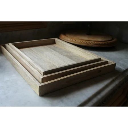 Nested Rectngle Wood Trays in Unfinished Natural Mango (Set of 3) | Walmart (US)