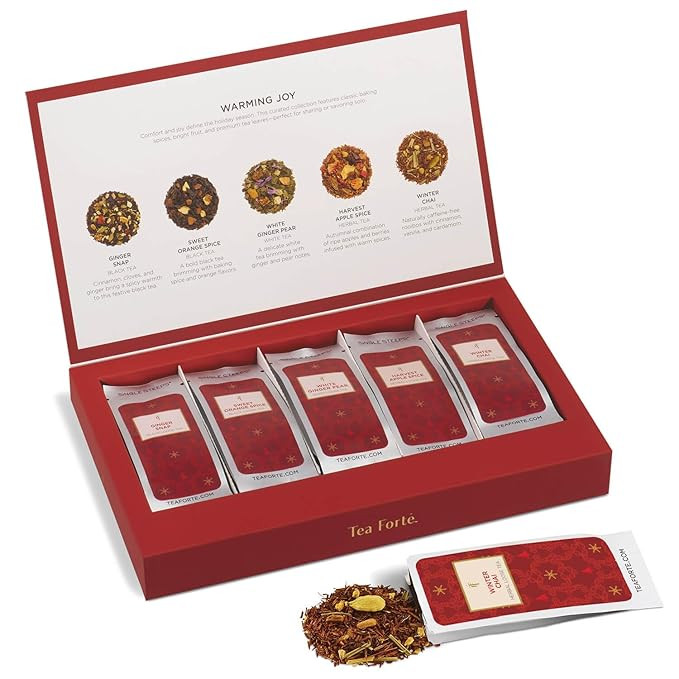 Tea Forte Warming Joy Hoilday Premium Single Steeps Loose Leaf Tea Gift Set Sampler, 15 Count 3 o... | Amazon (US)