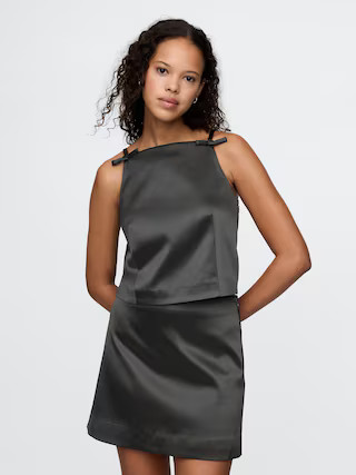 Satin Square-Neck Bow Top | Gap (CA)