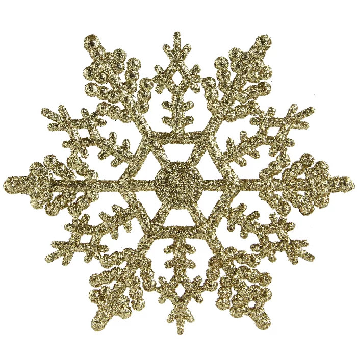 Northlight 24ct Glamour Glitter Snowflake Christmas Ornament Set 4" - Gold | Target