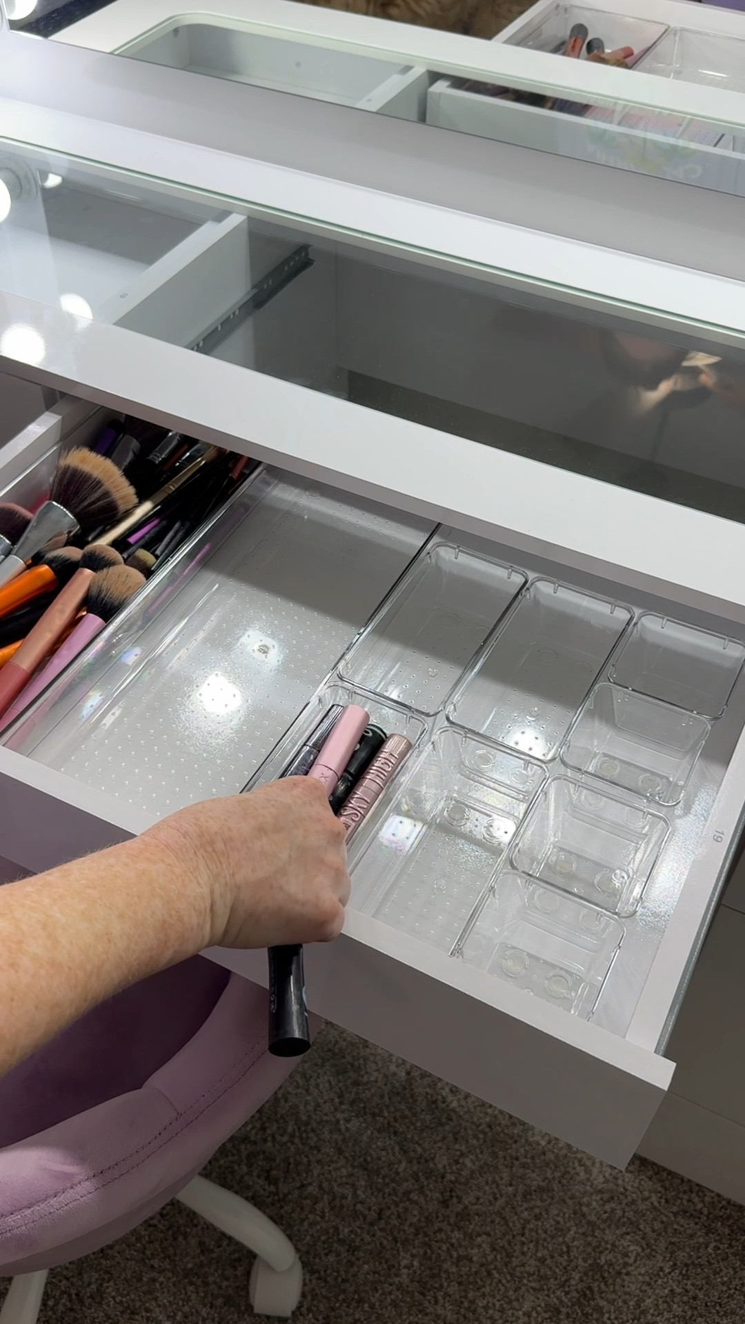 Organizing my first vanity | everything I used to organize and set up my new vanity with built in lighting, the storage fits PERFECTLY 🤌🏻

#LTKVideo #LTKHome #LTKBeauty