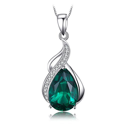 JewelryPalace Pear 2.8ct Simulated Nano Green Emerald Pendant Necklace for Women, 925 Sterling Silver White Gold Plated Necklace for Her, Fashion Anniversary Gemstone Gift for Women 18 Inches Chain | Amazon (US)