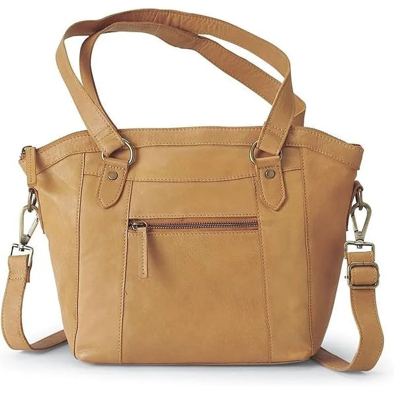 Seamed Genuine Leather Bag, Stylish Women’s Purse with Zip Closure, Ladies Handbag with Top-Han... | Walmart (US)