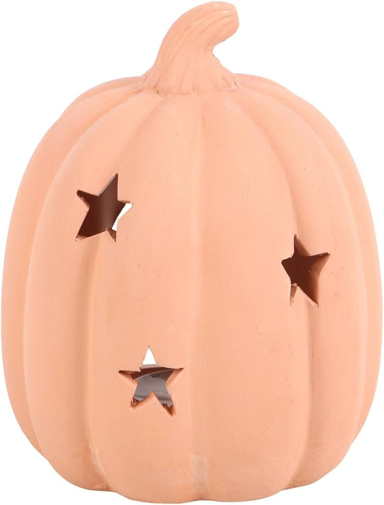 Terracotta Pumpkin Tealight Holder: Charming Autumn Decor with Intricate Cut-Out Design - Versati... | Amazon (US)