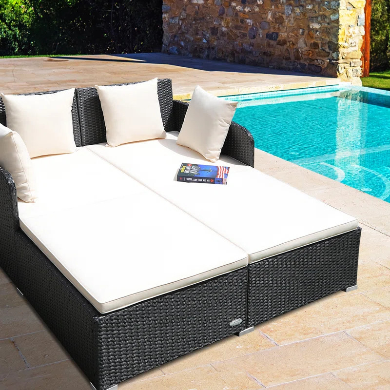 52" Wide Outdoor Wicker Patio Daybed with Cushions | Wayfair Professional