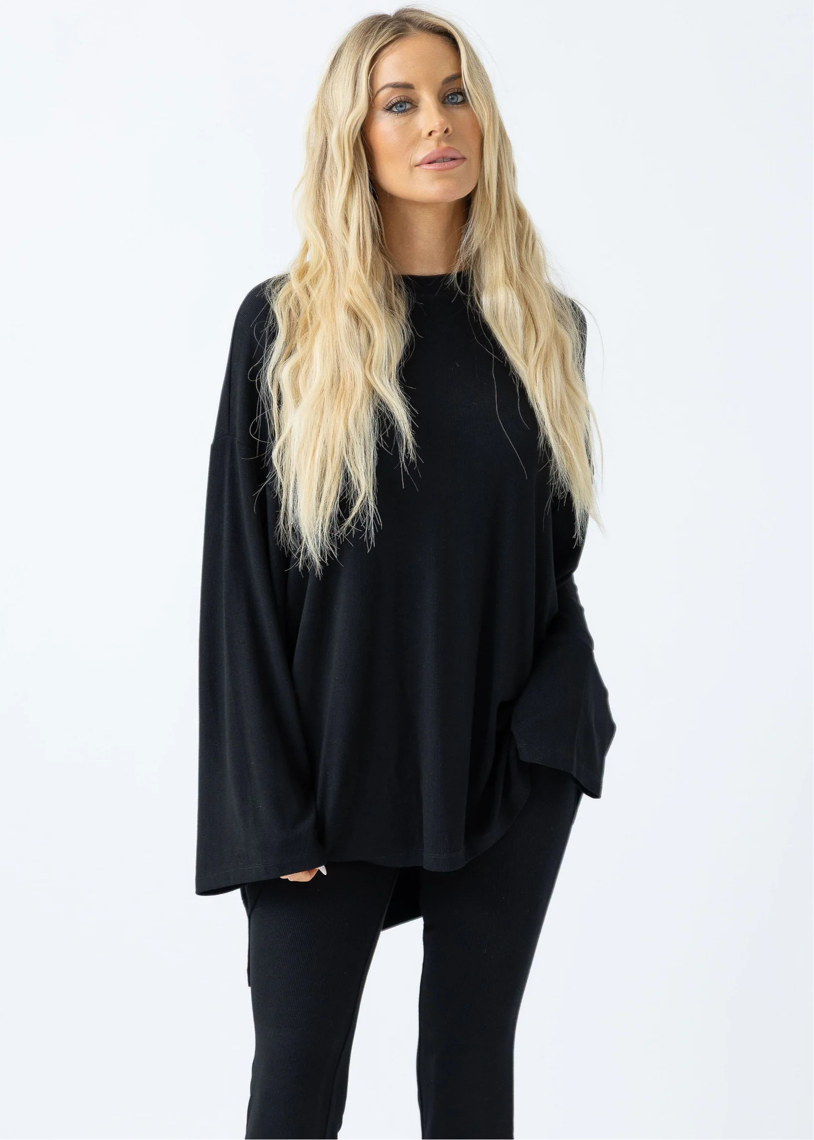 All Weekend Long Pant Set Long Sleeve black | The Foxy Kind
