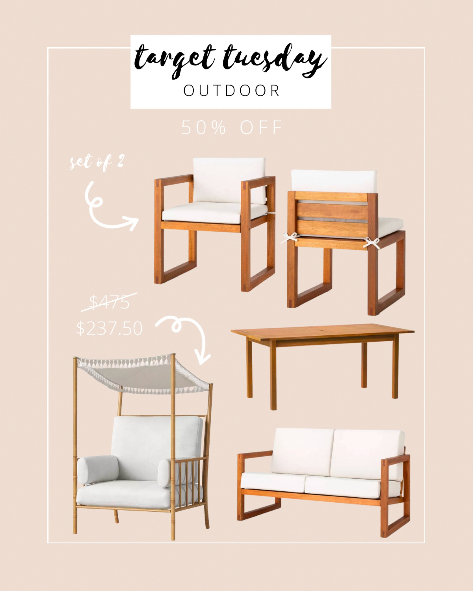 Target Tuesday 🎯 outdoor furniture on sale for 50% off!! So many cute styles and just in time for Fourth of July!

Patio furniture, neutral, minimal, aesthetic 

#LTKsalealert #LTKhome #LTKFind