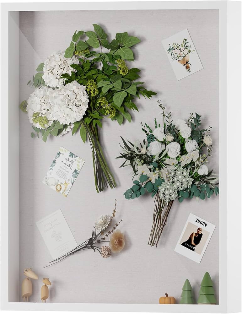 Muzilife 16x20 Shadow Box Frame in White with MDF Wood Frame and Soft Linen Back, Large Shadow Bo... | Amazon (US)