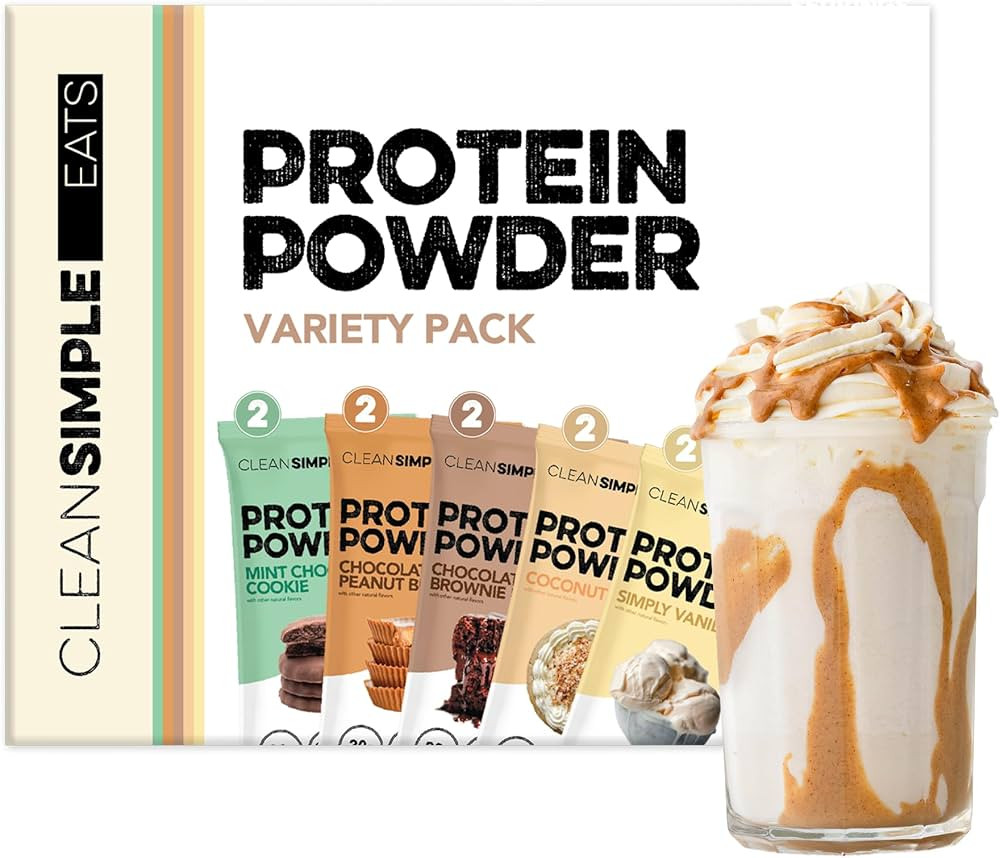 Clean Simple Eats Whey Protein Powder, Variety Pack, Naturally Sweetened Flavors, 100% Grass Fed ... | Amazon (US)