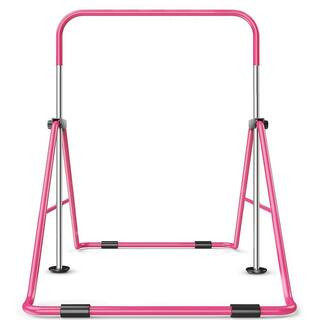 Adjustable Height 35-51 in. Pink Folding Gymnastics Bar for Kids with Pyramid Design and Adjustable Levels Trapeze Bar | The Home Depot