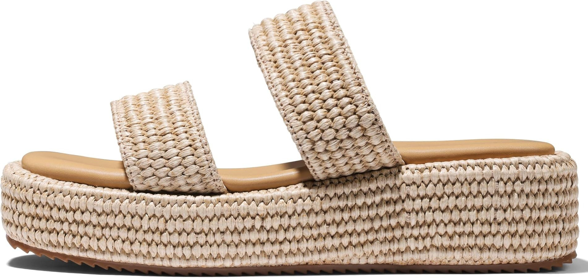Erocalli Platform Sandals Women Cute Wedge Espadrilles Slip on Summer Beach Raffia Vacation Sanda... | Amazon (US)