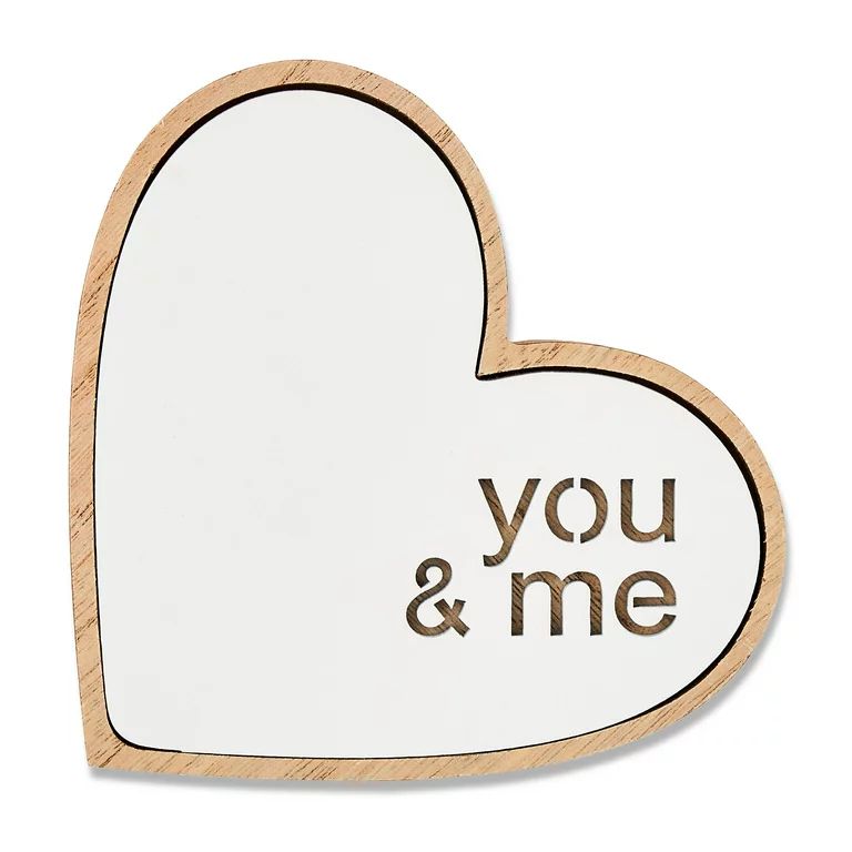 Way to Celebrate 5" Wood Heart Tabletop Decoration, White | Walmart (US)