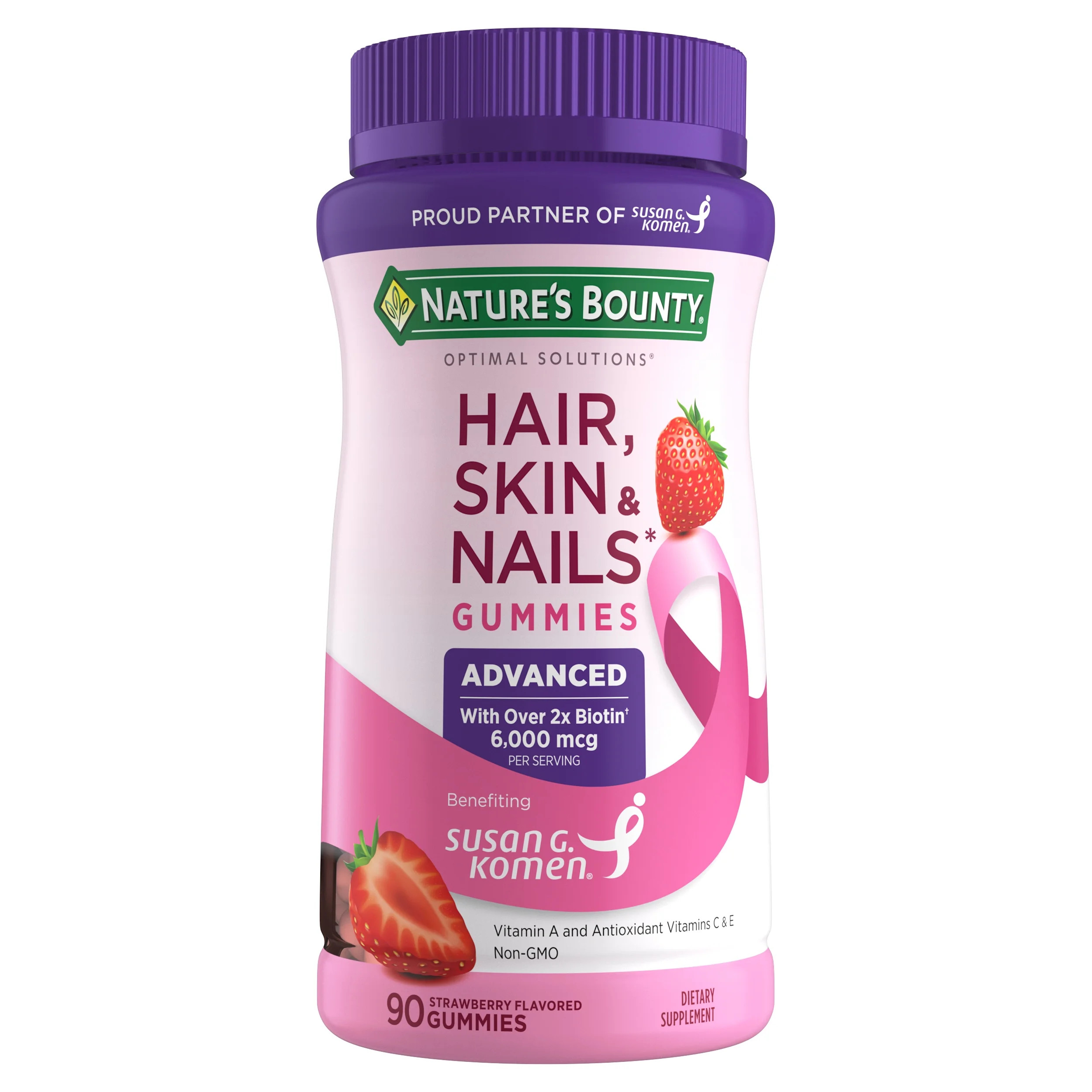 Nature's Bounty Advanced Hair, Skin and Nails Gummies, Biotin 6000 mcg, Vitamins A, C, and E, Str... | Walmart (US)