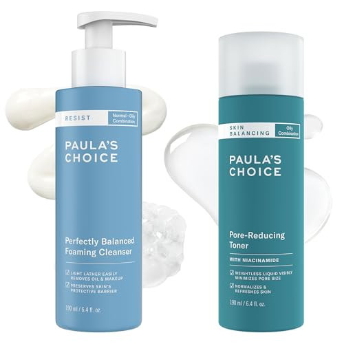 Paula's Choice RESIST Perfectly Balanced Foaming Facial Cleanser, Face Cleanser with Hyaluronic Acid & Skin Balancing Pore-Reducing Face Toner with Niacinamide, for Oily & Combination Skin | Amazon (US)