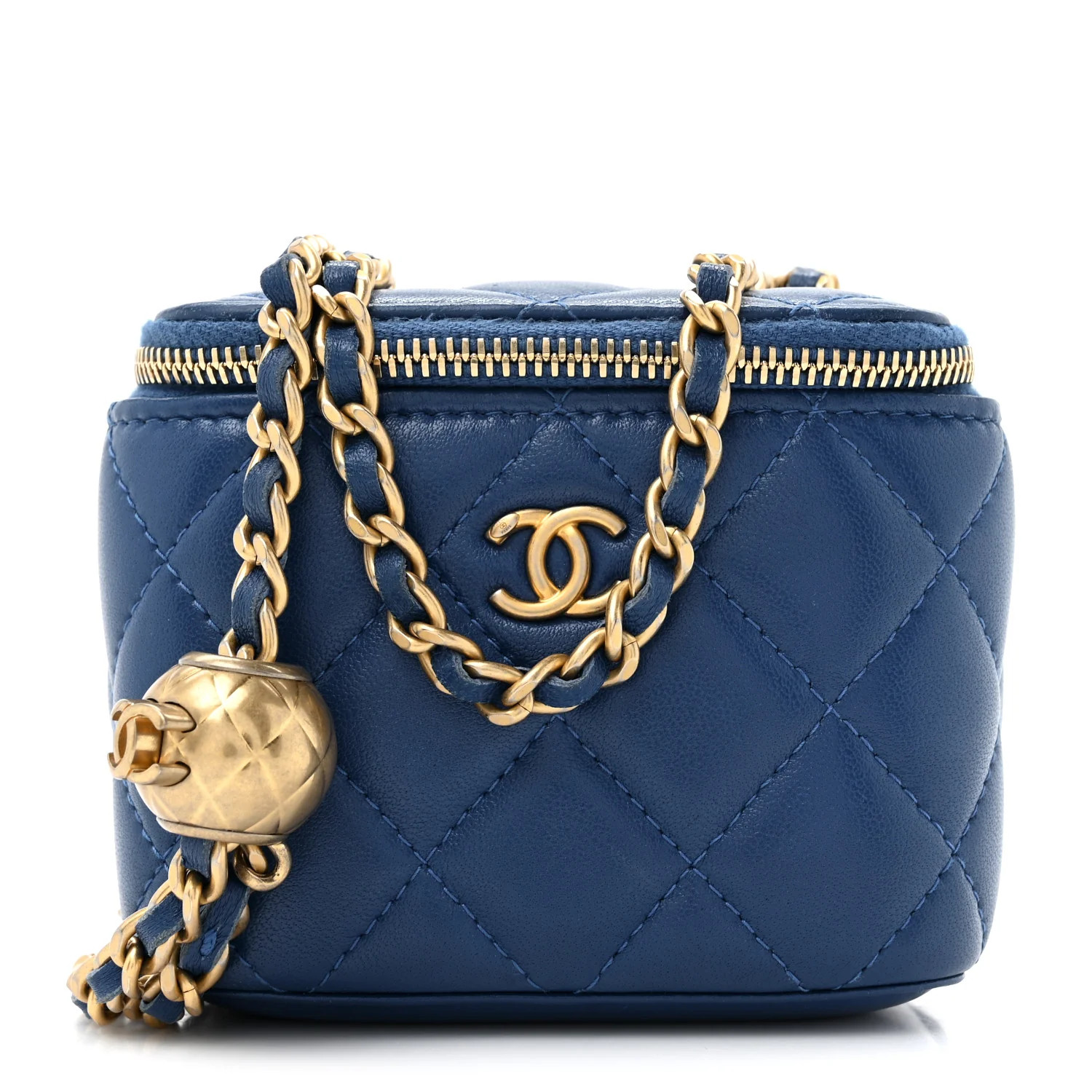Chanel Lambskin Quilted Pearl Crush Mini Vanity Case With Chain Blue 1693741 | FASHIONPHILE (US)