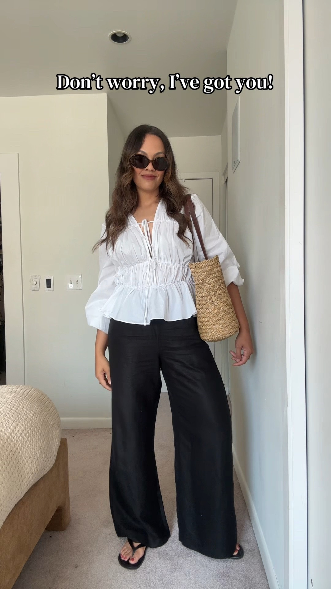 Elevated casual outfit ideas!

Outfit one:
-H&M white long-sleeved ruched blouse, I have a size large.
-Aritzia black linen pull-on pants, I have a size large.
-Zara black flip-flops.
-Gap straw tote bag.

Outfit two:
-Beige Mac coat, similar options linked.
-Aritzia white oversized T-shirt, I have a size small.
-Anthropologie black lace-trimmed shorts, I have a size large.
-Banana Republic butter yellow linen sweater, I have a size large.
-Banana Republic gold pendant necklace.
-Madewell olive green woven purse.

Outfit three:
-Banana Republic black tank top, I have a size medium.
-Aritzia brown paisley silk scarf.black
-Black linen pants, similar options linked.
-Anthropologie cognac woven purse.
-Brown aviator sunglasses.

Outfit four:
-Dissh chocolate brown ruched bodice drop-waist maxi dress, I have a size US 8. 
-Madewell brown sandals.
-Madewell brown woven purse.
-Aritzia brown raffia hat.

#LTKsummer #LTKstyletip #LTKcanada