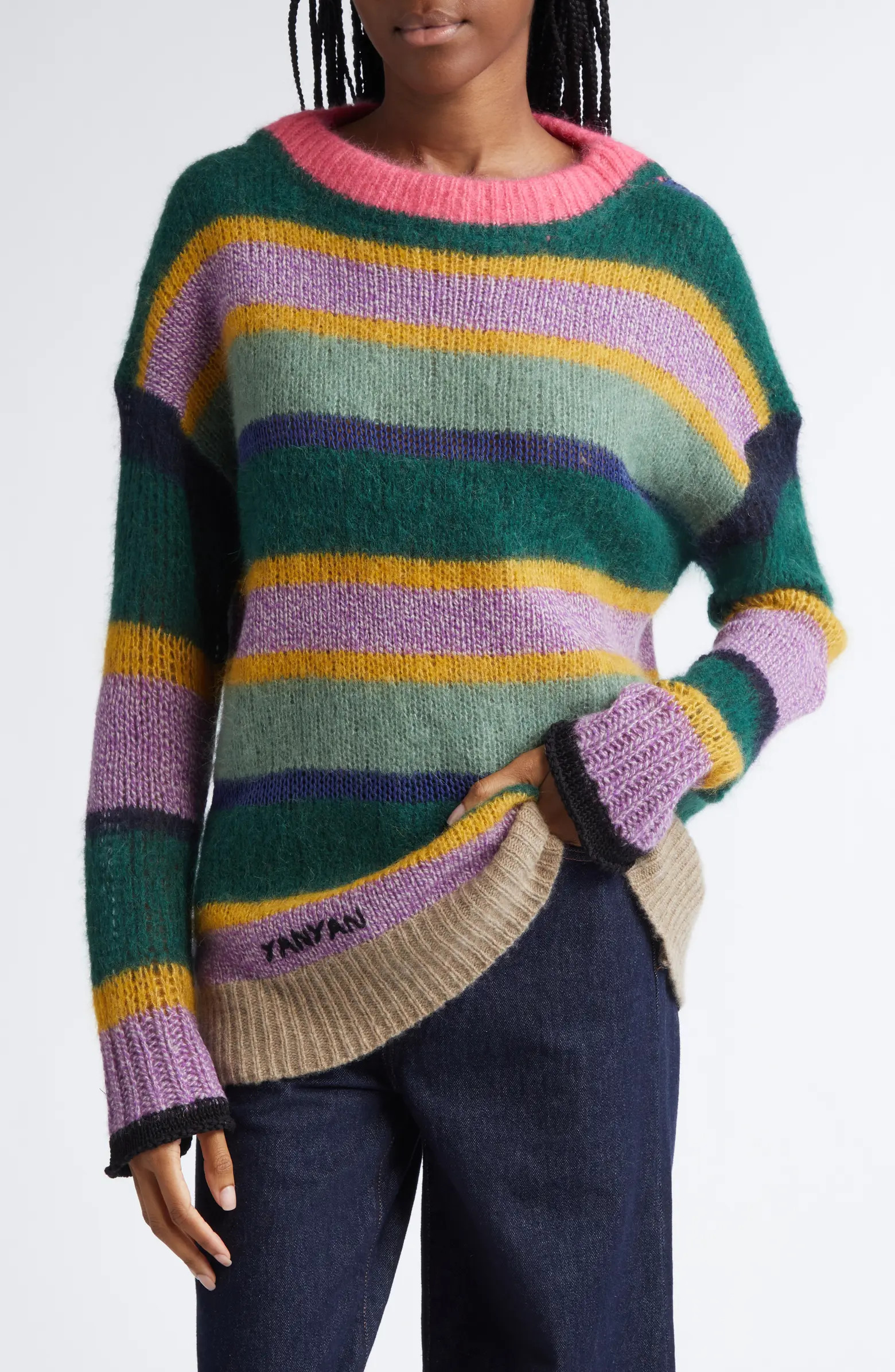 Stripe Alpaca, Wool & Cotton Blend Sweater | Nordstrom