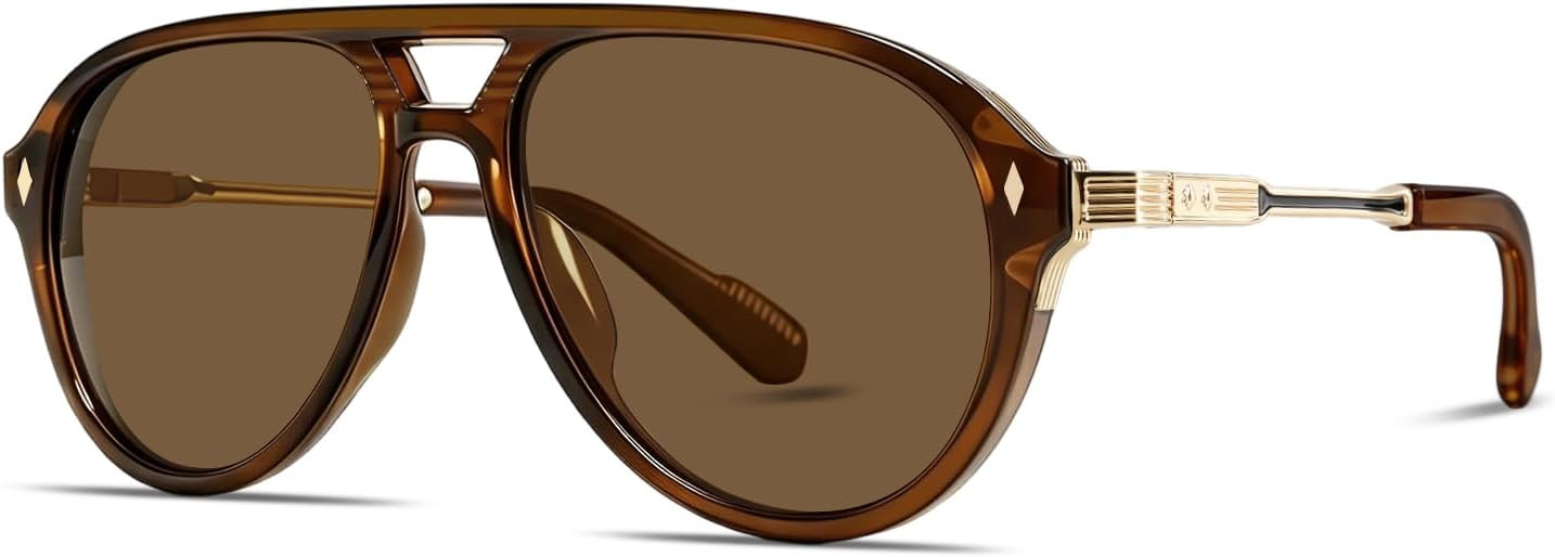 GUVIVI Retro Gold Aviator Sunglasses for Men Women Tangle Free | Amazon (US)