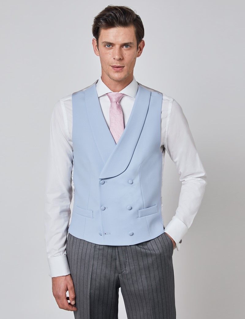 Men's Blue Double Breasted Waistcoat – 1913 Collection | Hawes & Curtis (UK)