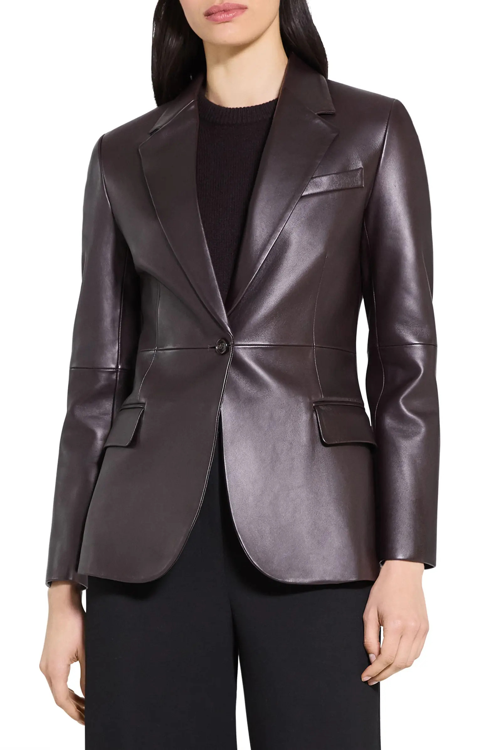 Theory Lynnia Leather Blazer | Nordstrom | Nordstrom