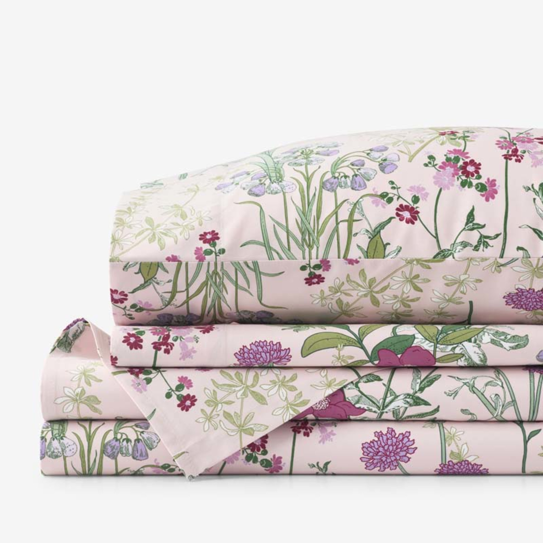 Bloom Meadow Classic Smooth Sateen Bed Sheet Set - Blush, Twin | The Company Store