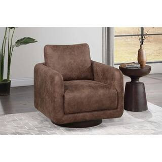 Noble House Orlena Modern Brown 30 in. Fabric Upholstered 360° Swivel Accent Chair, Walnut 15587... | The Home Depot
