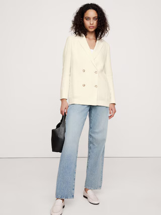 Relaxed Double-Breasted Linen Blazer | Banana Republic (US)