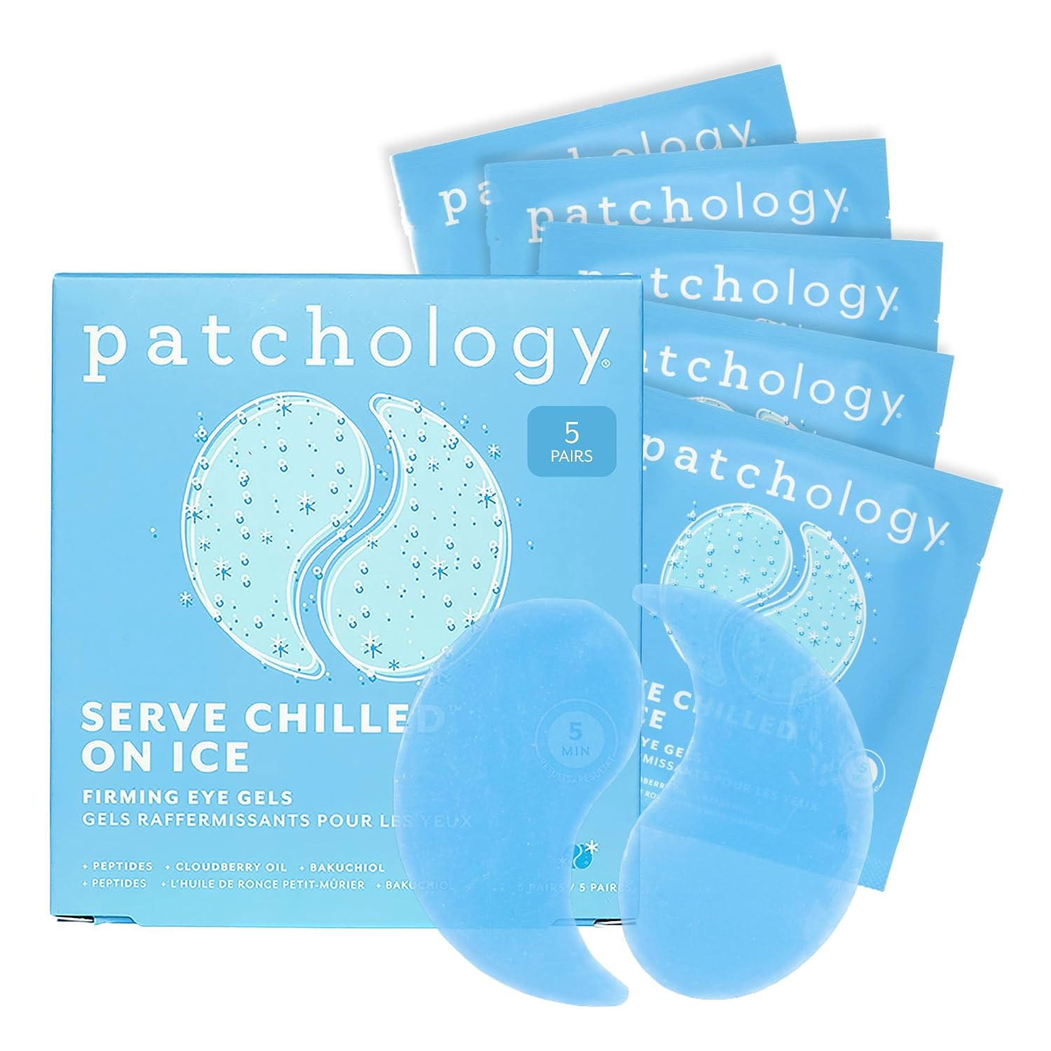 Patchology Iced Cooling Under Eye Mask Patches with Peptides, Cloudberry Oil and Bakuchiol. Cool eye gels to firm skin and soothe, reduce fine lines and under eye bags - by Patchology - 5 Pair | Amazon (US)
