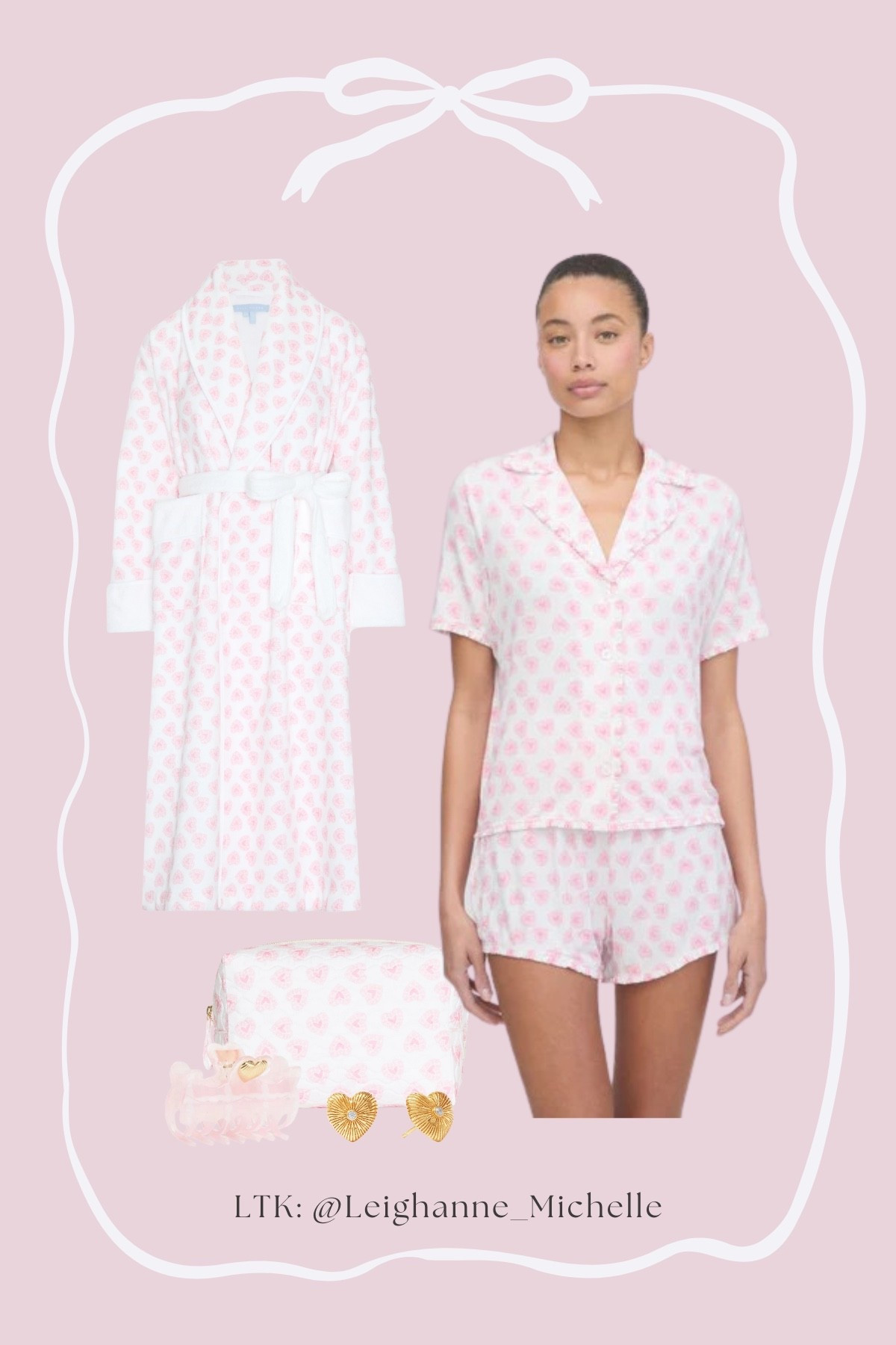 The prettiest heart pajamas

Pink heart shorts pajama set
Pink heart travel makeup bag
Pink heart robe
Long plush robe
Gold heart diamond earrings 
Pink and gold heart hair clip
Beauty 
Hair accessories 
Skincare 
Cozy
Lounge
Spa

#LTKValentine #LTKTravel #LTKselfcare