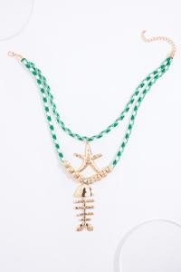 Cato Fashions | Cato Layered Cord Gold Tropic Pendant Necklace | Cato Fashions