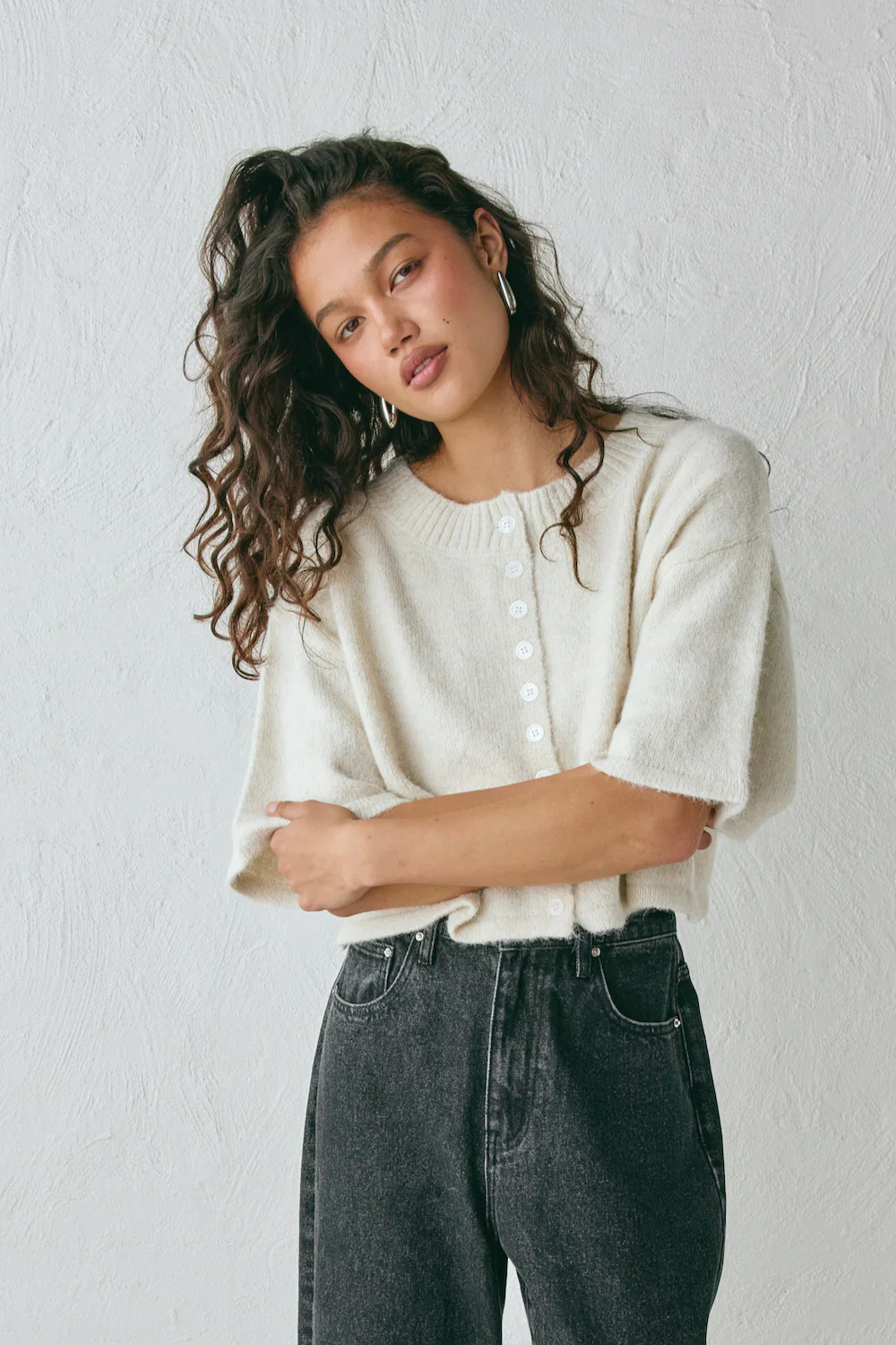 Hailey Knit Cardigan Oyster | VRG Grl