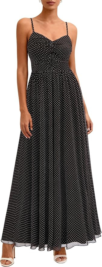 PRETTYGARDEN Women Summer Floral Maxi Dress 2026 Spirng Spaghetti Strap Mesh Boho Sundress Party ... | Amazon (US)