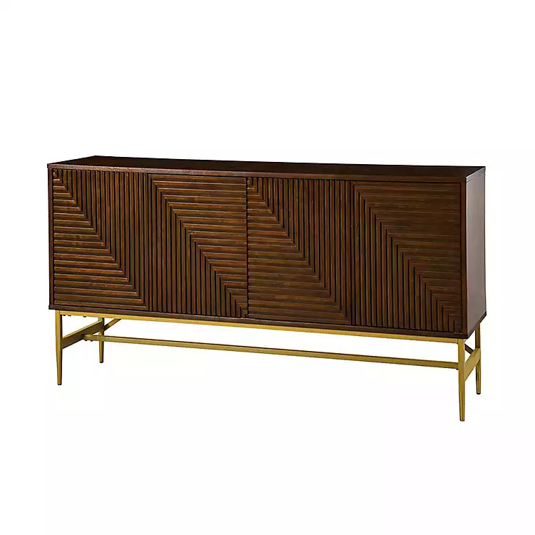 Walnut and Gold Linear Sideboard | Kirkland's Home