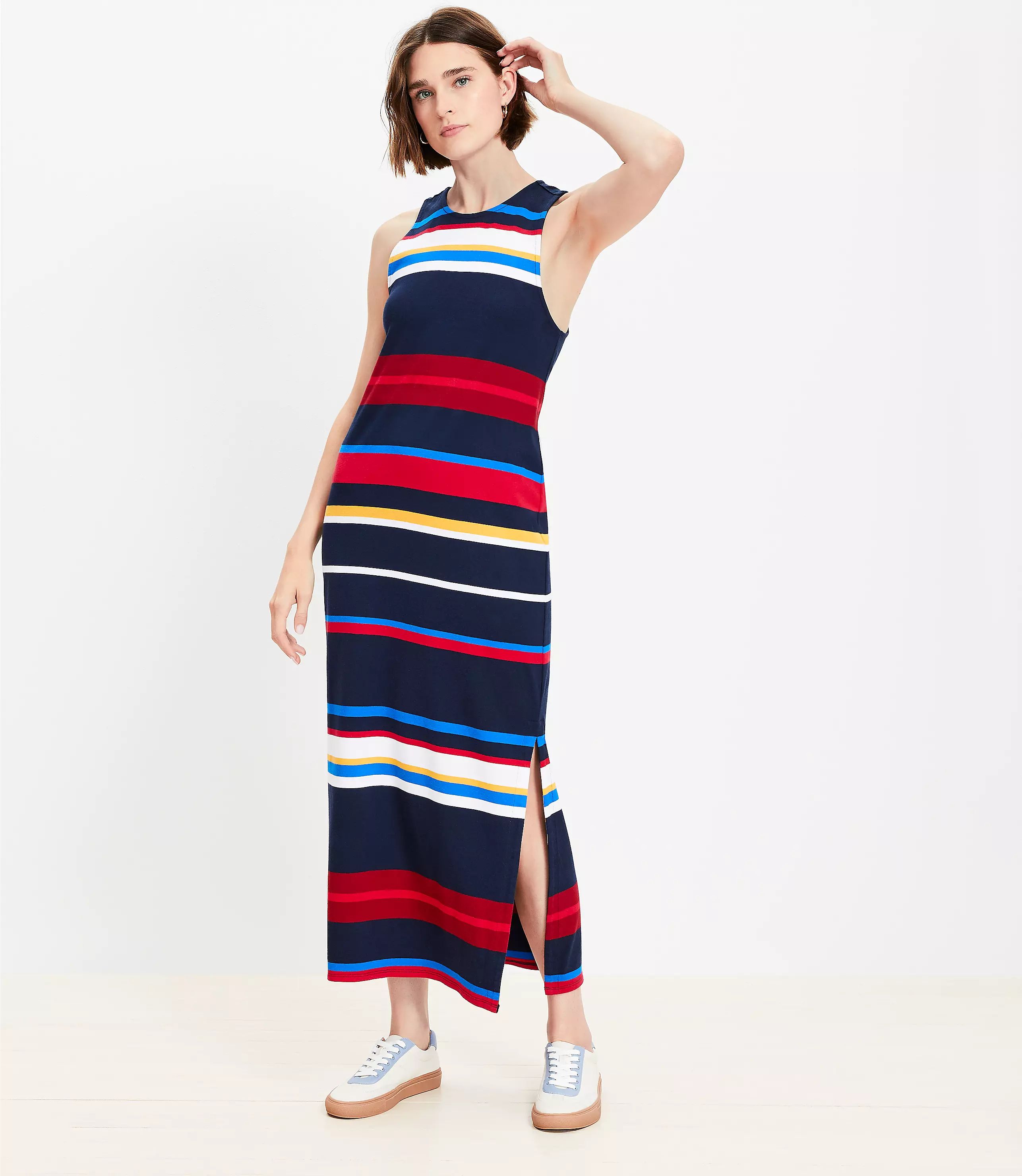 Striped Racerback Midi Dress | LOFT