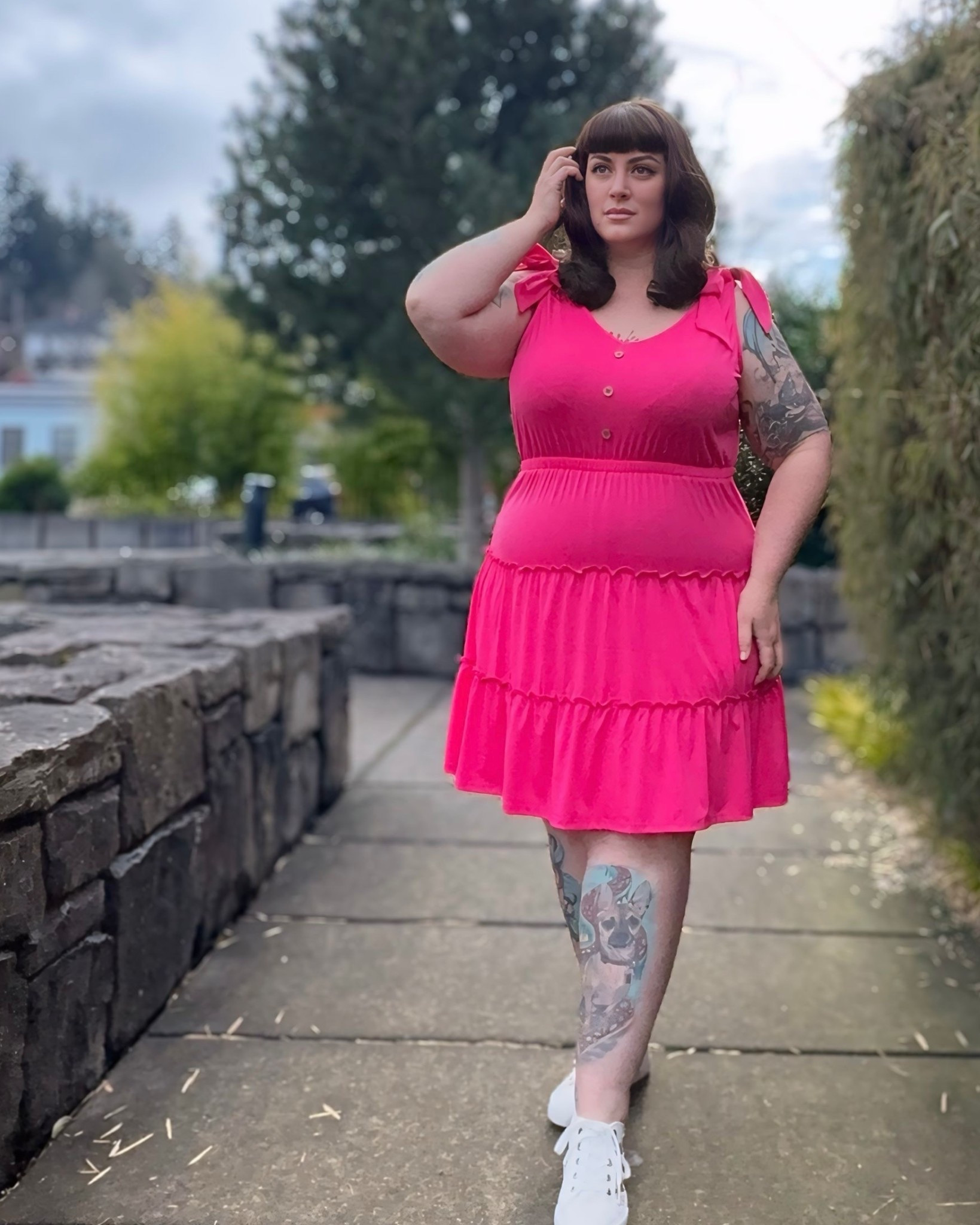 Hot pink casual summer dresses with tie straps 

#LTKPlusSize #LTKOver40 #LTKFindsUnder50