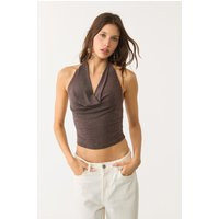Stradivarius Shimmery halter top Brown M | Stradivarius (UK)