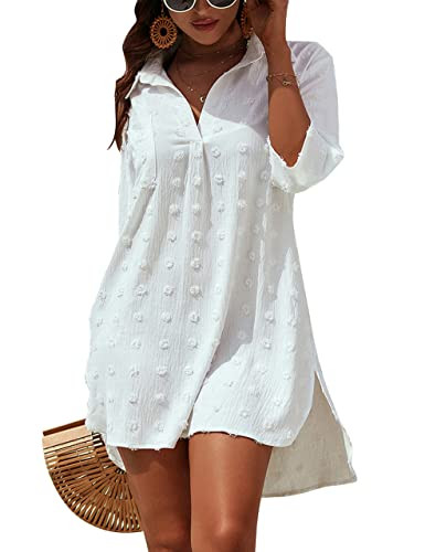 Blooming Jelly Womens Swimsuit Coverups White Chiffon Bathing Suit Cover Up Bikini Swimwear Beach Dress Outfits | Amazon (US)