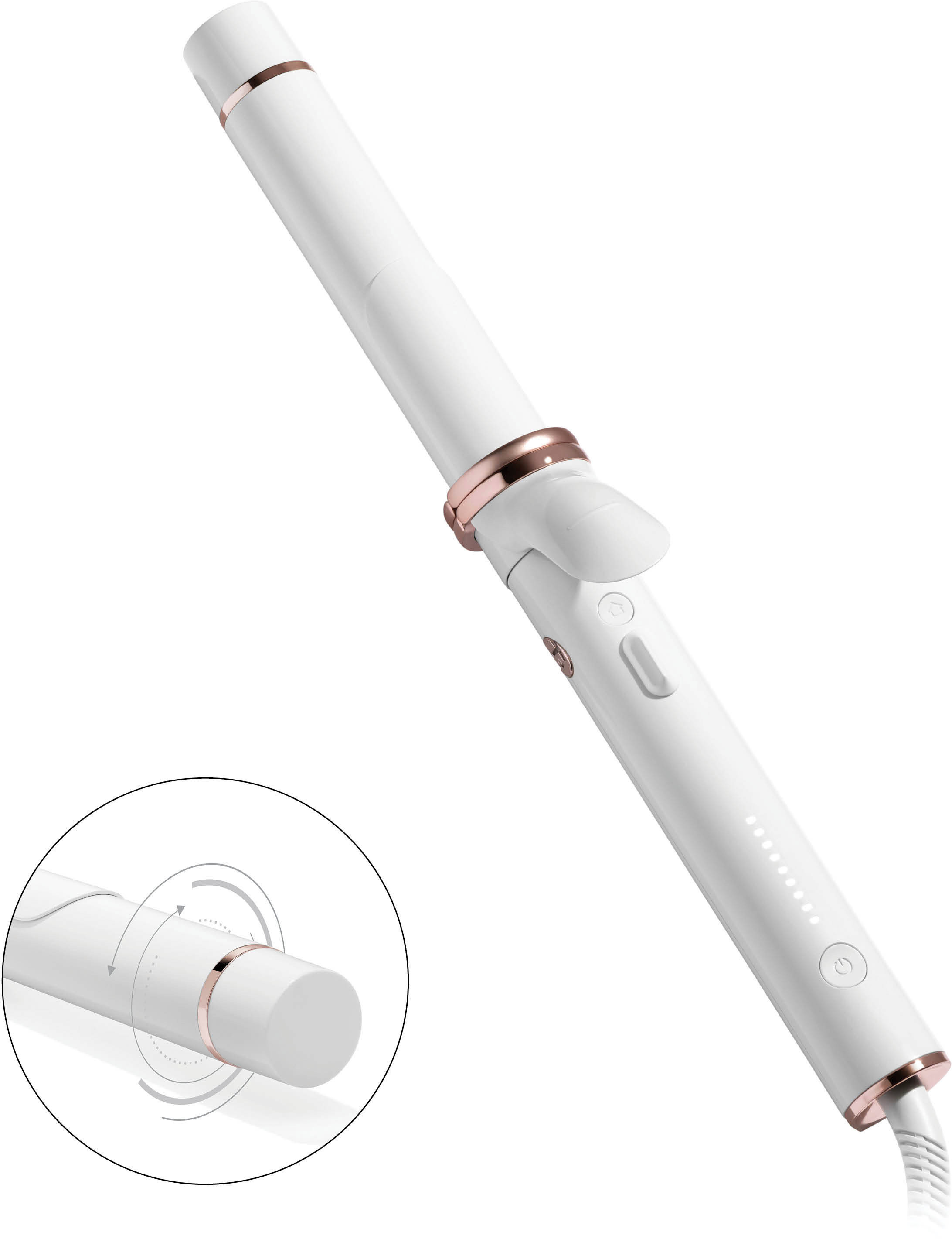 T3 - CurlWrap 1.25"" Automatic Rotating Curling Iron with Long Barrel - White | Best Buy U.S.