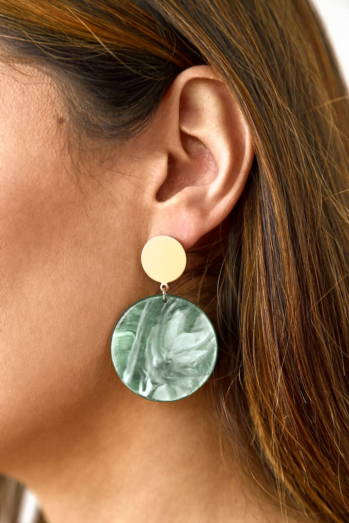 Round and Round Gold and Light Green Earrings | Lulus (US)