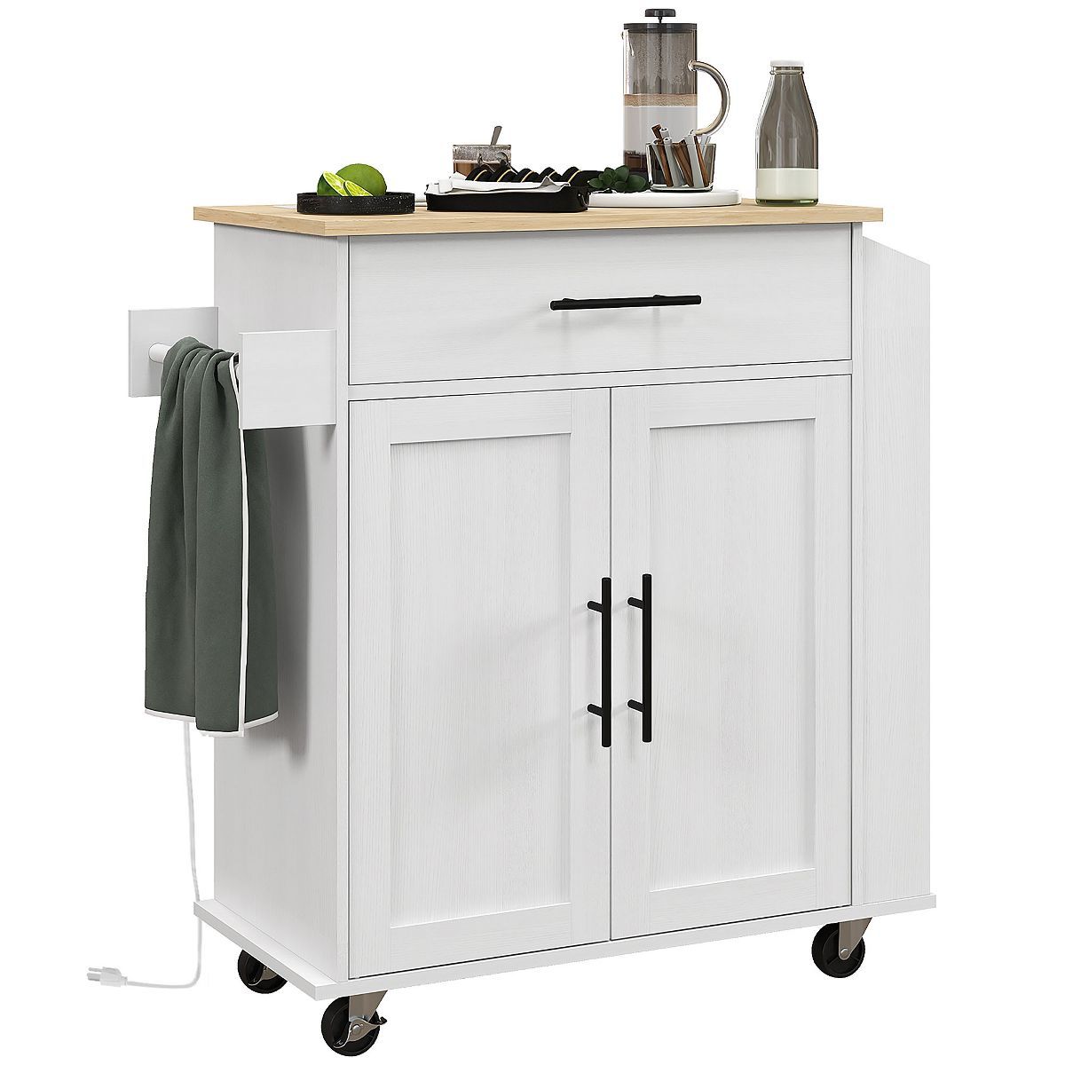 HOMCOM Kitchen Island with Power Outlet, Rolling Kitchen Cart with Storage Drawer, Portable Micro... | Target